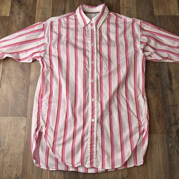 J Crew Button Down Shirt Women's Size 2XS Pink Striped Preppy Relaxed Fit 5628 - Picture 3 of 13